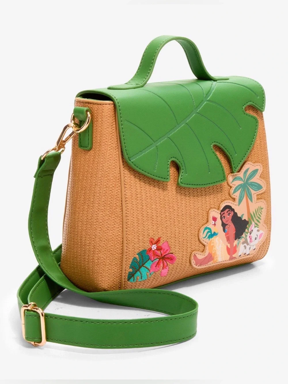 New Her Universe Disney Moana Rattan Leaf Crossbody Bag With Charm - Picture 2 of 6